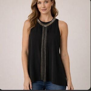 CB Established 1962 black top silver beading and fringe embellishments Sz Large